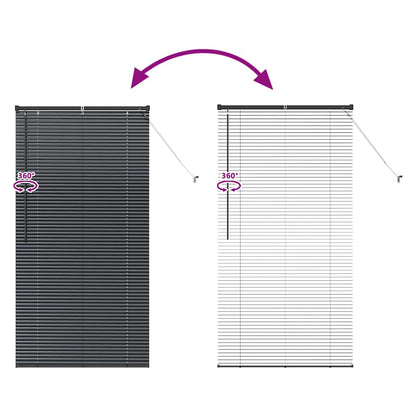 Venetian Blinds Height Adjustable Black 175 x 90 cm Aluminium