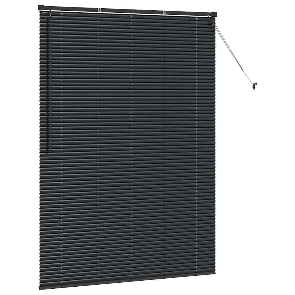 Venetian Blinds Height Adjustable Black 175 x 125 cm Aluminium