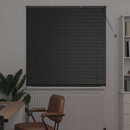 Venetian Blinds Height Adjustable Black 175 x 130 cm Aluminium