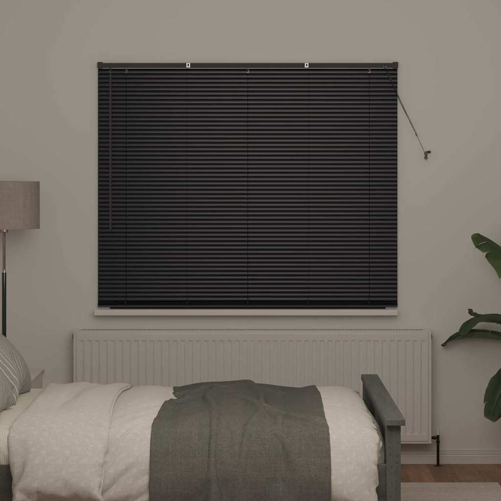 Venetian Blinds Height Adjustable Black 175 x 160 cm Aluminium
