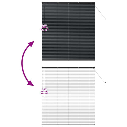 Venetian Blinds Height Adjustable Black 175 x 160 cm Aluminium