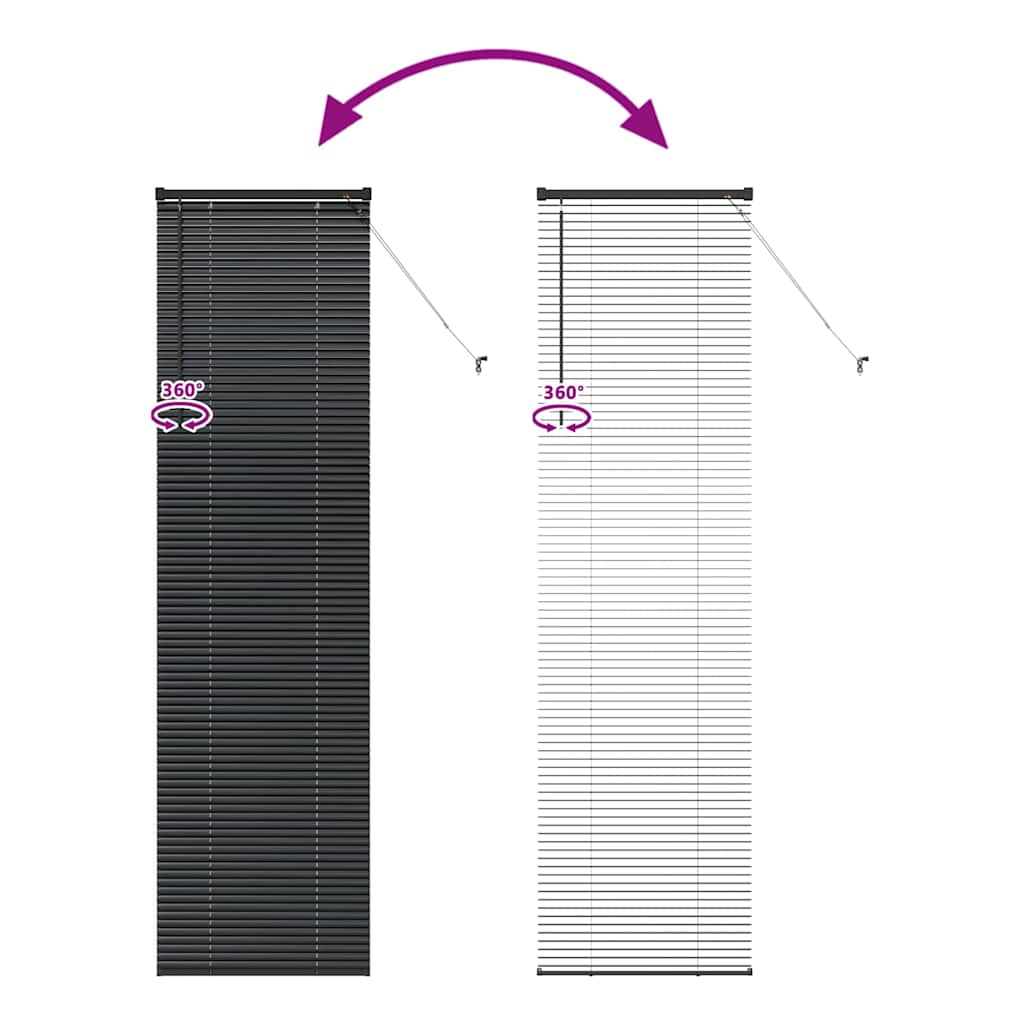 Venetian Blinds Height Adjustable Black 220 x 60 cm Aluminium