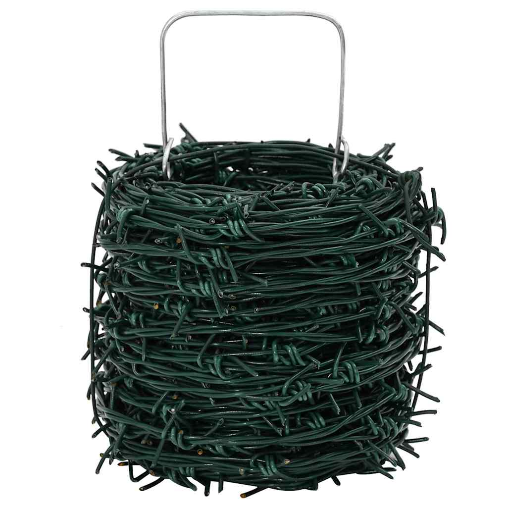 Barbed Wire Green 100 m PVC-coated Steel