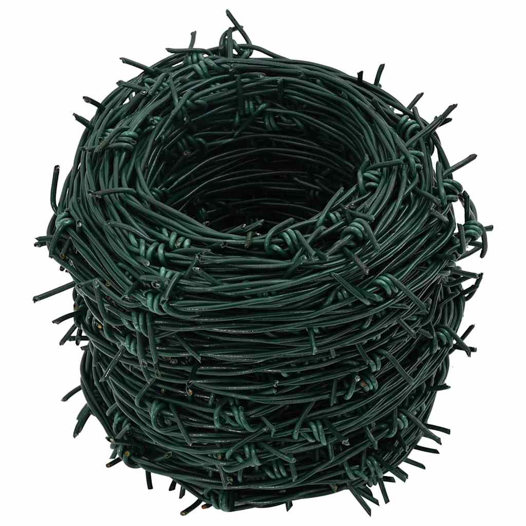 Barbed Wire Green 100 m PVC-coated Steel
