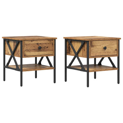 Bedside Cabinet with Drawer 2 pcs Old wood 40 x 42 x 45 cm