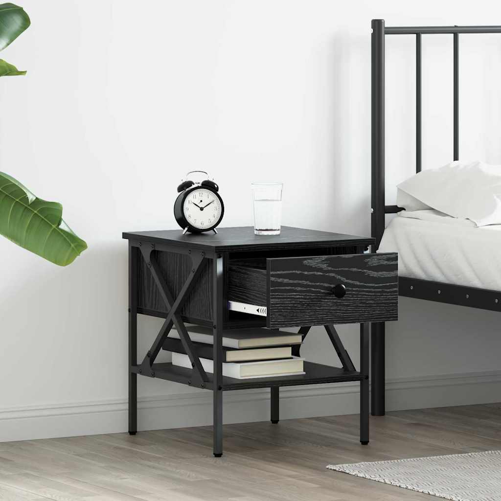 Bedside Cabinet with Drawer 2 pcs Black oak 40 x 42 x 45 cm