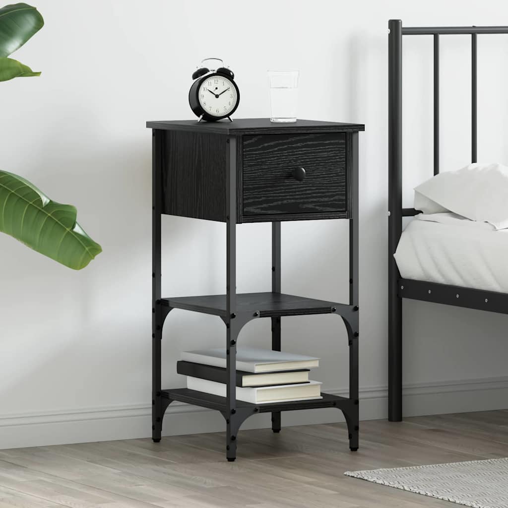 Bedside Cabinet Black Oak 33.5 x 36 x 70 cm Engineered Wood