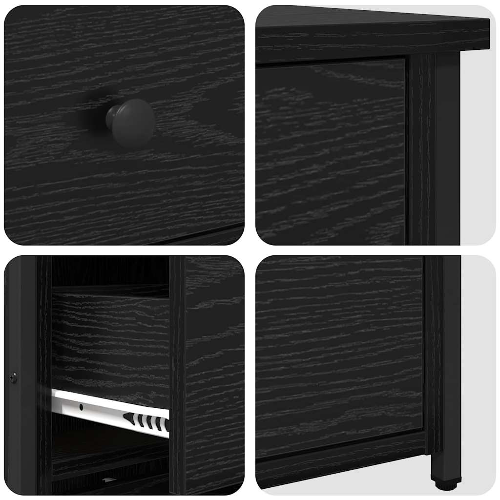 Bedside Cabinet Black Oak 40 x 36 x 60 cm Solid Reclaim Wood