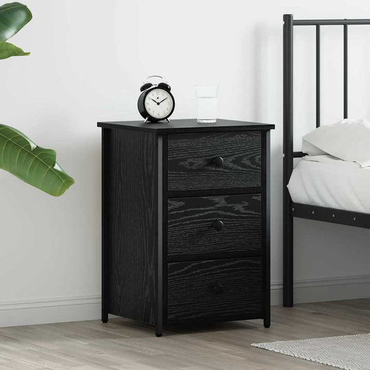 Bedside Cabinet Black Oak 40 x 36 x 60 cm Solid Reclaim Wood