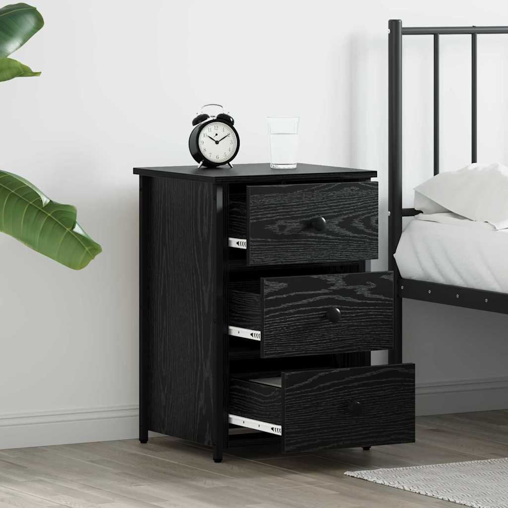 Bedside Cabinet Black Oak 40 x 36 x 60 cm Solid Reclaim Wood