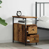 Bedside Cabinet 2 pcs Old wood Iron and particle board