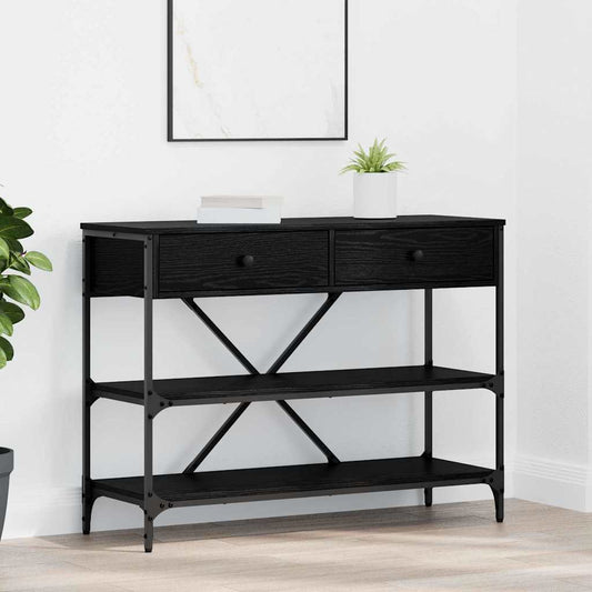 Console Table with Drawer with Shelf Other Black oak