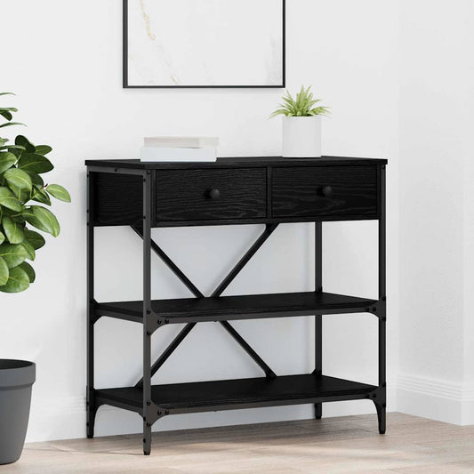 Console Table with Drawer with Shelf Other Black oak