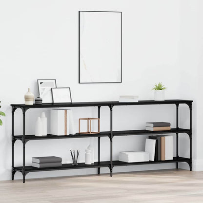 Console Table with Shelf Black oak 200 x 29 x 75 cm