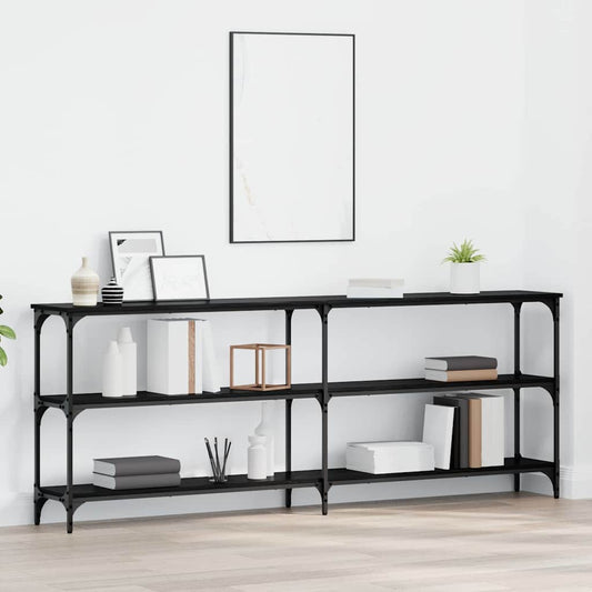 Console Table with Shelf Black oak 200 x 29 x 75 cm