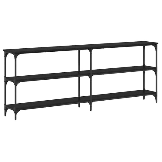 Console Table with Shelf Black oak 200 x 29 x 75 cm