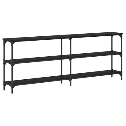 Console Table with Shelf Black oak 200 x 29 x 75 cm