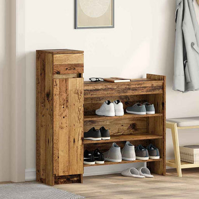 Shoe Cabinet Old Wood 100.5x28x100 cm Engineered Wood
