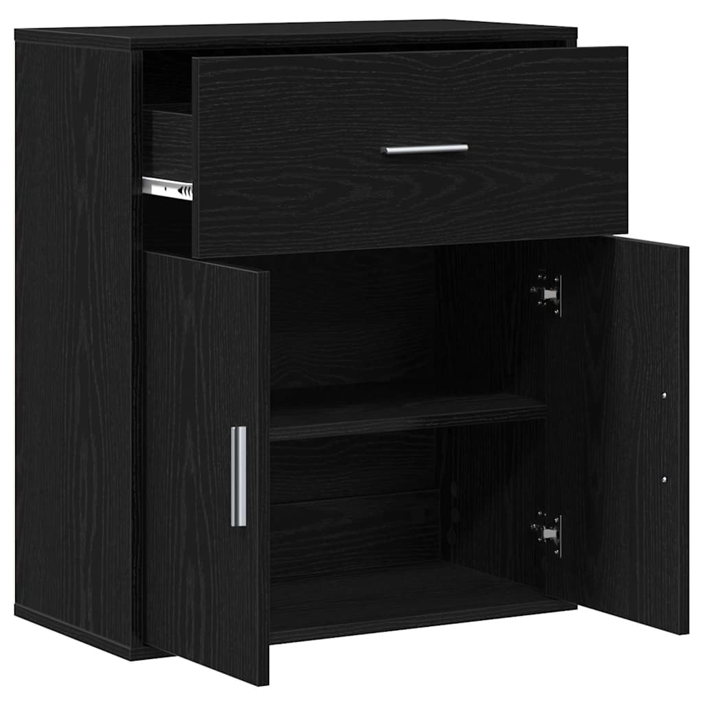 Sideboard with Drawer Black Oak 60 x 31 x 70 cm Engineered Wood