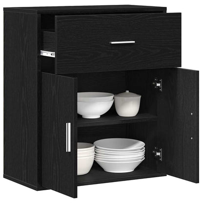 Sideboard with Drawer Black Oak 60 x 31 x 70 cm Engineered Wood