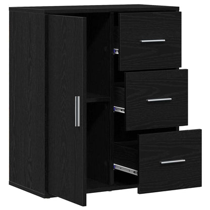 Sideboard with Drawer Black Oak 60 x 31 x 70 cm Engineered Wood