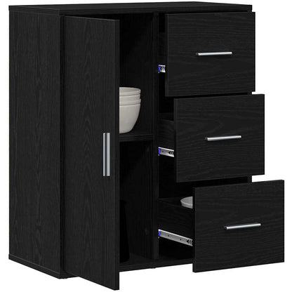 Sideboard with Drawer Black Oak 60 x 31 x 70 cm Engineered Wood