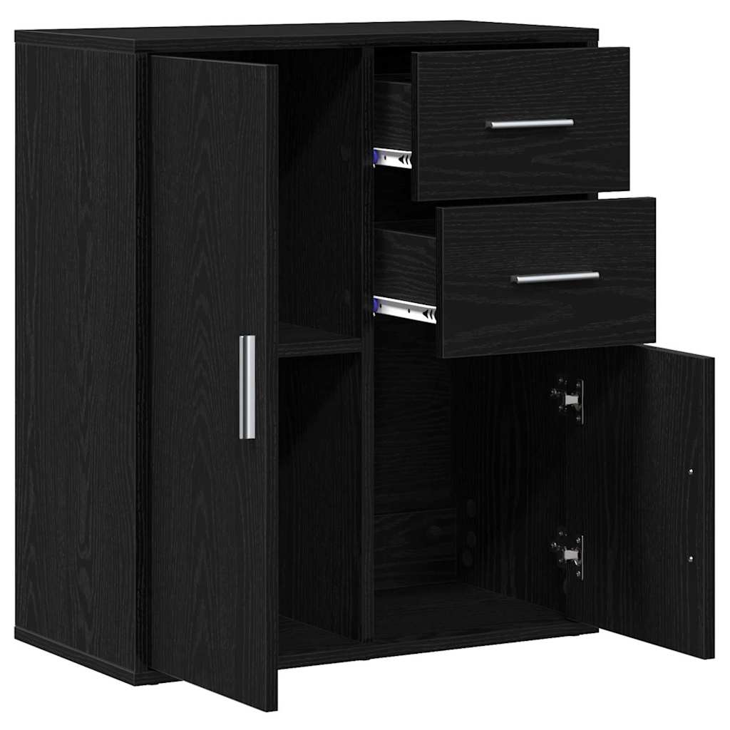 Sideboard with Drawer Black Oak 60 x 31 x 70 cm Engineered Wood