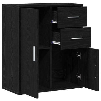 Sideboard with Drawer Black Oak 60 x 31 x 70 cm Engineered Wood