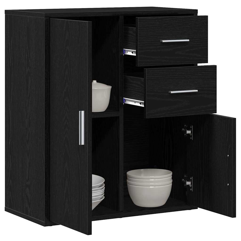 Sideboard with Drawer Black Oak 60 x 31 x 70 cm Engineered Wood