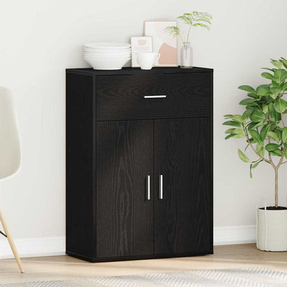 Sideboard with Drawer Black Oak 60 x 30 x 84 cm Engineered Wood
