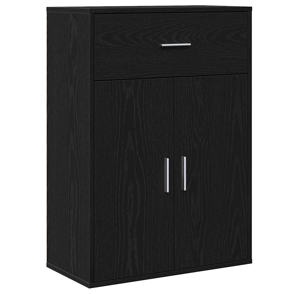 Sideboard with Drawer Black Oak 60 x 30 x 84 cm Engineered Wood