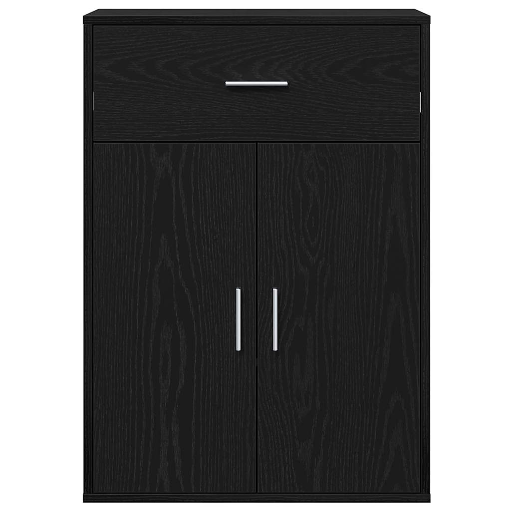 Sideboard with Drawer Black Oak 60 x 30 x 84 cm Engineered Wood