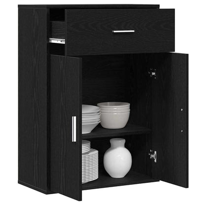 Sideboard with Drawer Black Oak 60 x 30 x 84 cm Engineered Wood