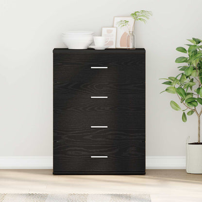 Sideboard with Drawer Black Oak 60 x 39 x 80 cm Engineered Wood