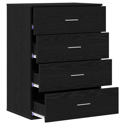 Sideboard with Drawer Black Oak 60 x 39 x 80 cm Engineered Wood