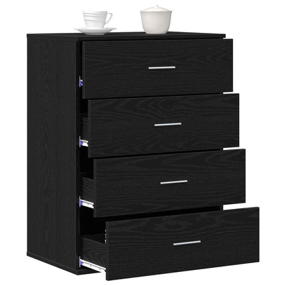 Sideboard with Drawer Black Oak 60 x 39 x 80 cm Engineered Wood
