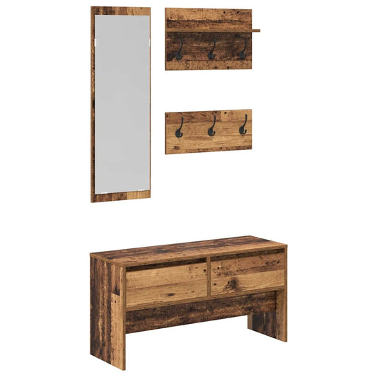 Hallway Furniture Set 4 pcs Old Wood 90 x 31 x 46.5 cm