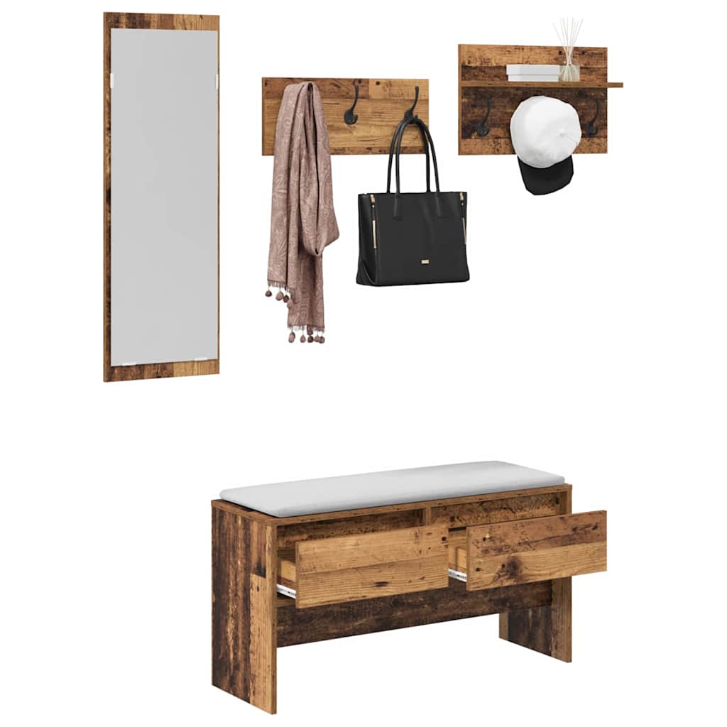 Hallway Furniture Set Old Wood 90 x 31 x 46.5 cm