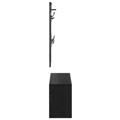 Hallway Furniture Set 4 pcs Black Oak Engineered Wood