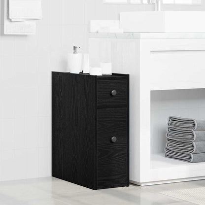 Narrow Bathroom Cupboard Black oak 80 x 18 x 60 cm