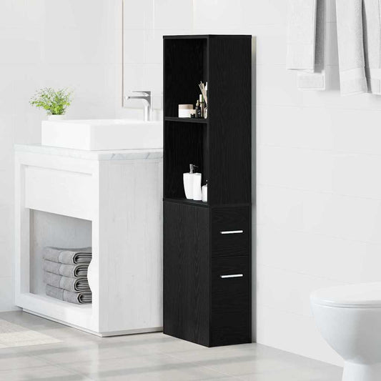 Narrow Bathroom Cupboard Black oak 22 x 41 x 135 cm