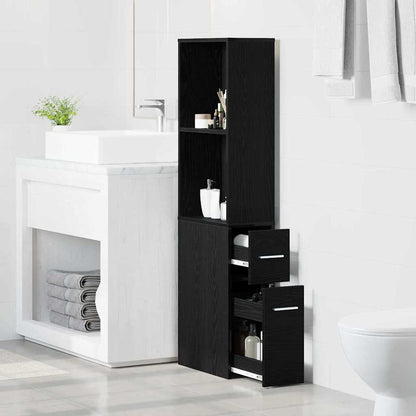 Narrow Bathroom Cupboard Black oak 22 x 41 x 135 cm