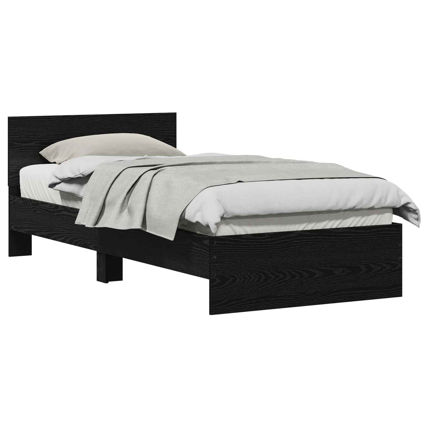 Bed Frame with Headboard Black Oak 90 x 200 cm Engineered Wood