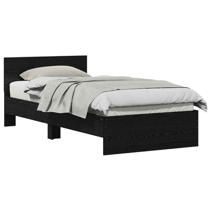 Bed Frame with Headboard Black Oak 90 x 200 cm Engineered Wood