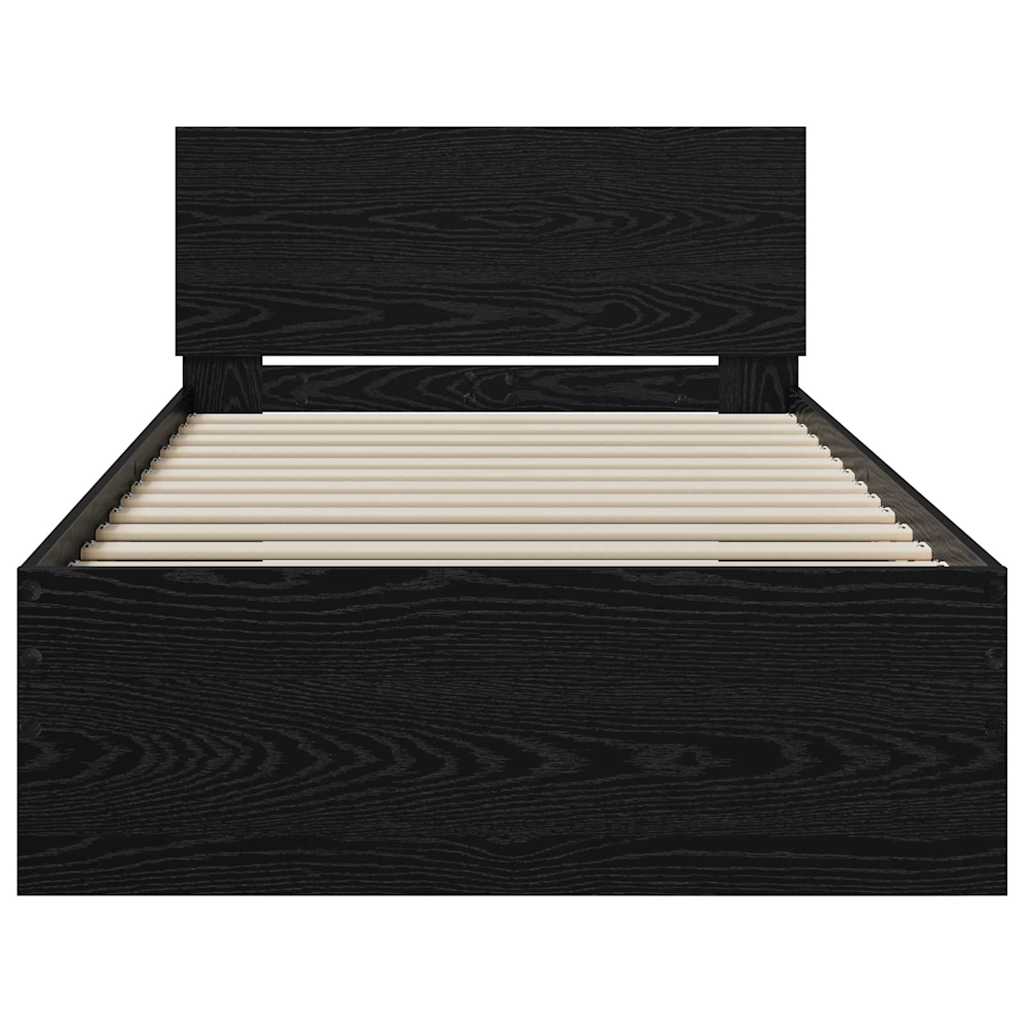 Bed Frame with Headboard Black Oak 90 x 200 cm Engineered Wood