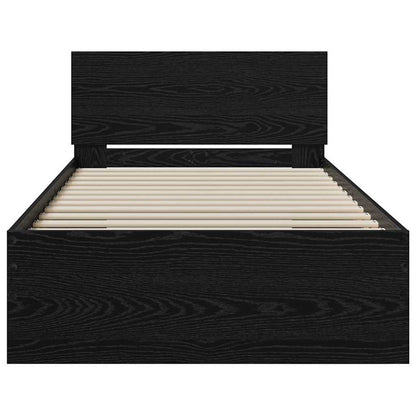 Bed Frame with Headboard Black Oak 90 x 200 cm Engineered Wood