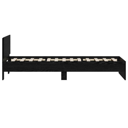 Bed Frame with Headboard Black Oak 90 x 200 cm Engineered Wood