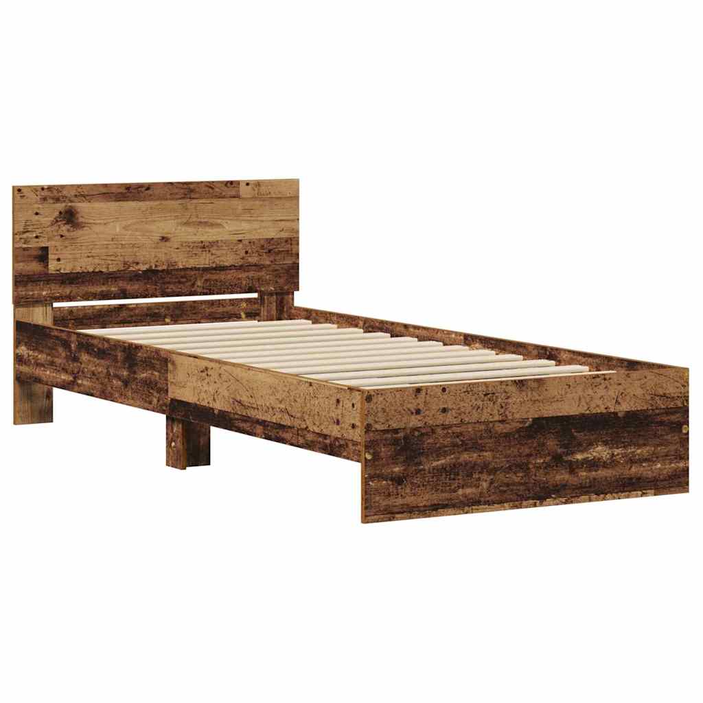 Bed Frame with Headboard Old Wood 90 x 190 cm Engineered Wood