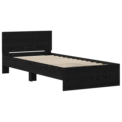 Bed Frame with Headboard Black Oak 90 x 190 cm Engineered Wood