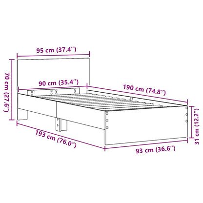 Bed Frame with Headboard Black Oak 90 x 190 cm Engineered Wood